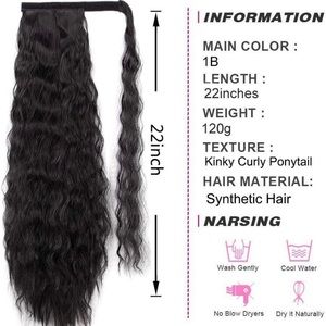 Stamped Glorious Long Corn Wave Ponytail Extension 22in Black NEW Never Used!